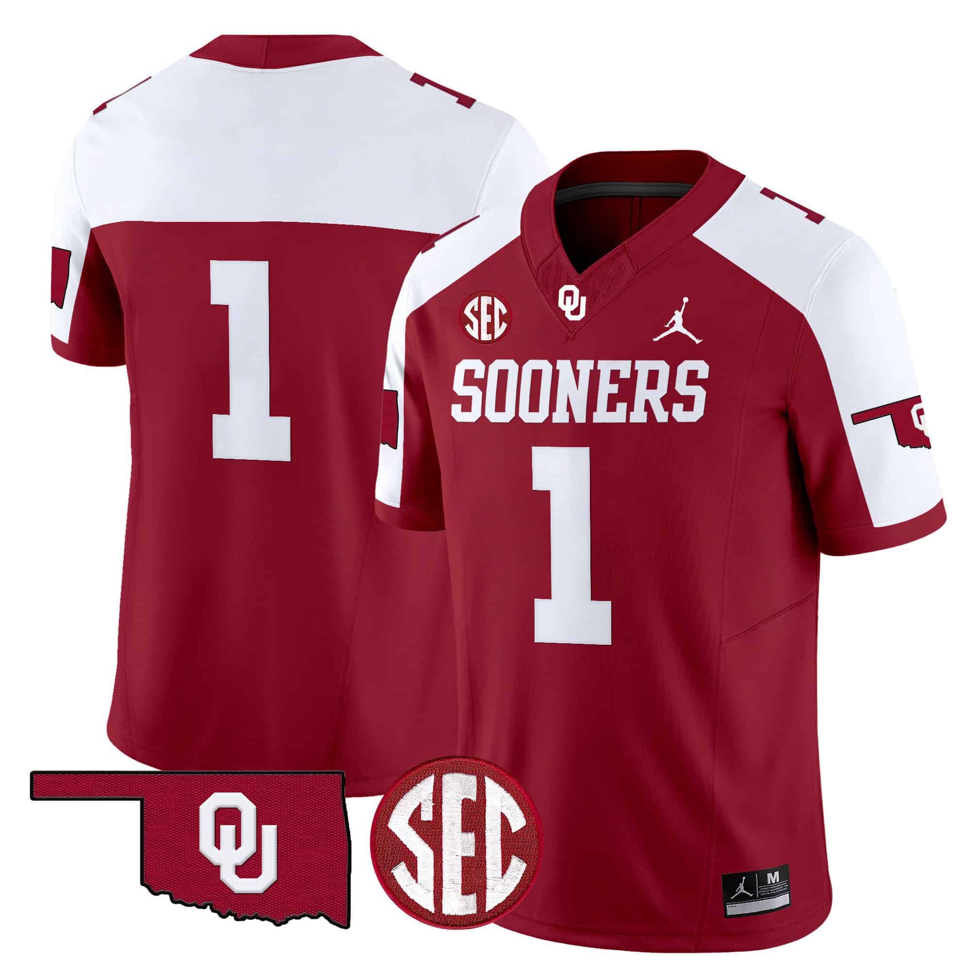 Men Oklahoma Sooners #1 No Name Red 2024 Vapor Limited NCAA Jersey->ncaa teams->NCAA Jersey